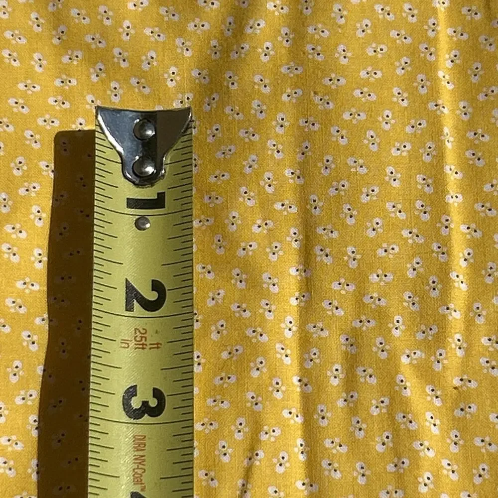 Vintage Textile Arts & Film Inc Yellow Ditsy Floral Fabric Remnant 44x32” TAF